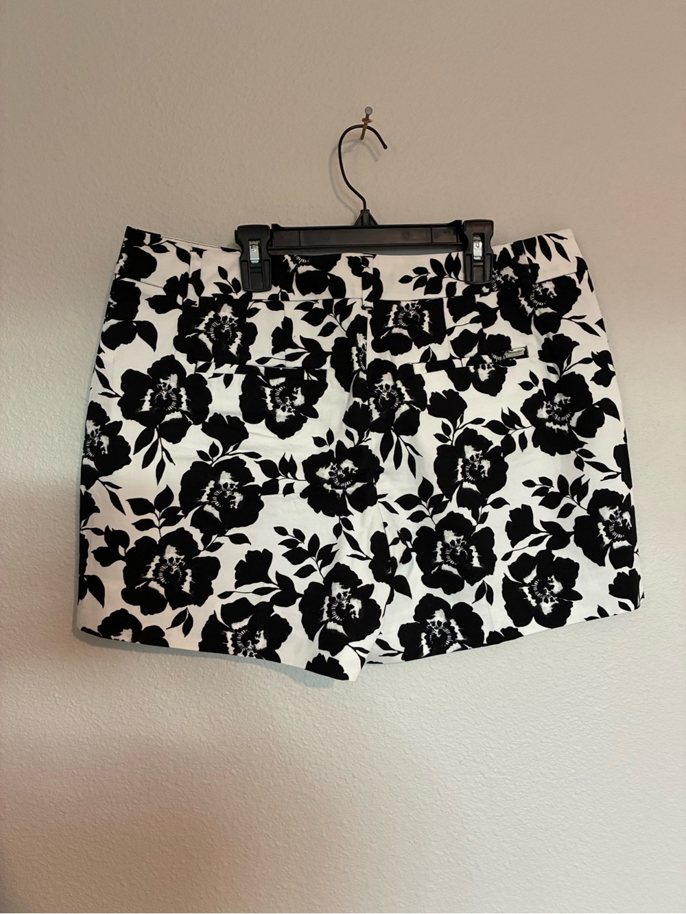 Black and White Floral Cotton Shorts